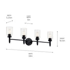 KICHLER 55186BK Madden 34 Inch 4 Light Vanity With Clear Glass In Black