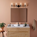KICHLER 55186BK Madden 34 Inch 4 Light Vanity With Clear Glass In Black