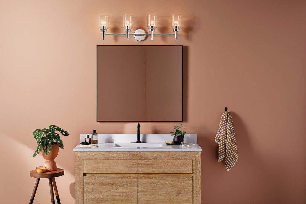 KICHLER 55186CH Madden 34 Inch 4 Light Vanity With Clear Glass In Chrome