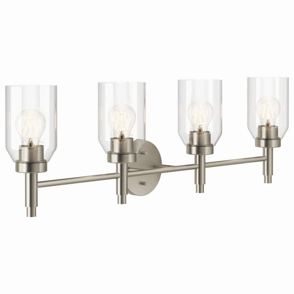 KICHLER 55186NI Madden 34 Inch 4 Light Vanity With Clear Glass In Brushed Nickel