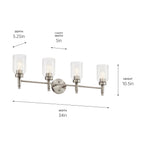 KICHLER 55186NI Madden 34 Inch 4 Light Vanity With Clear Glass In Brushed Nickel