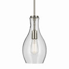 KICHLER 42456NI Everly 13.75" 1-Light Bell Pendant With Clear Glass In Brushed Nickel