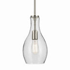 KICHLER 42456NICS Everly 13.75" 1-Light Bell Pendant With Clear Seeded Glass In Brushed Nickel