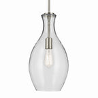 KICHLER 42047NI Everly 17.75" 1-Light Bell Pendant With Clear Glass In Brushed Nickel