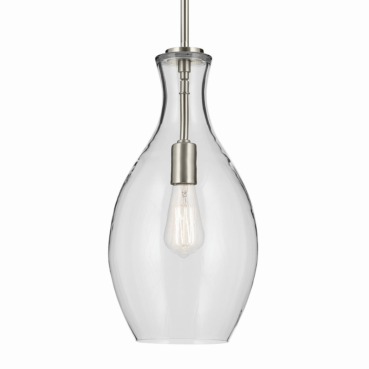 KICHLER 42047NI Everly 17.75" 1-Light Bell Pendant With Clear Glass In Brushed Nickel
