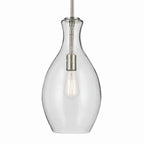KICHLER 42047NICS Everly 17.75" 1-Light Bell Pendant With Clear Seeded Glass In Brushed Nickel