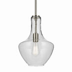 KICHLER 42141NI Everly 15.25" 1-Light Bell Pendant With Clear Glass In Brushed Nickel