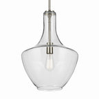 KICHLER 42046NI Everly 19.75" 1-Light Bell Pendant With Clear Glass In Brushed Nickel
