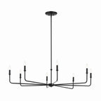 KICHLER 52521BK Pallas 52" Xl 8-Light Round Chandelier With White Linen Shade In Black