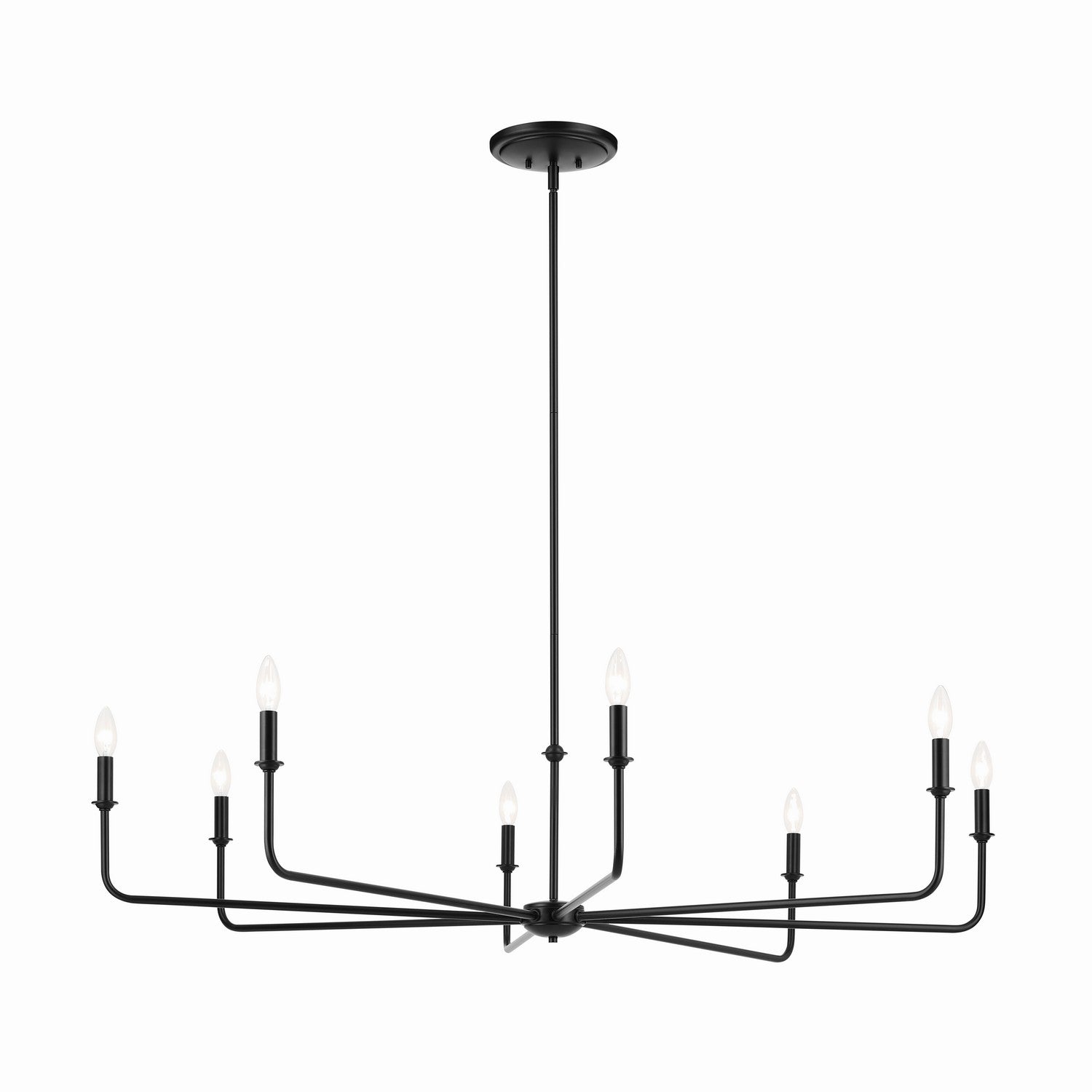 KICHLER 52521BK Pallas 52" Xl 8-Light Round Chandelier With White Linen Shade In Black