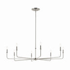 KICHLER 52521PN Pallas 52" Xl 8-Light Round Chandelier With White Linen Shade In Polished Nickel