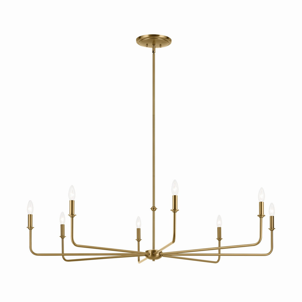 KICHLER 52521BNB Pallas 52" Xl 8-Light Round Chandelier With White Linen Shade In Brushed Natural Brass