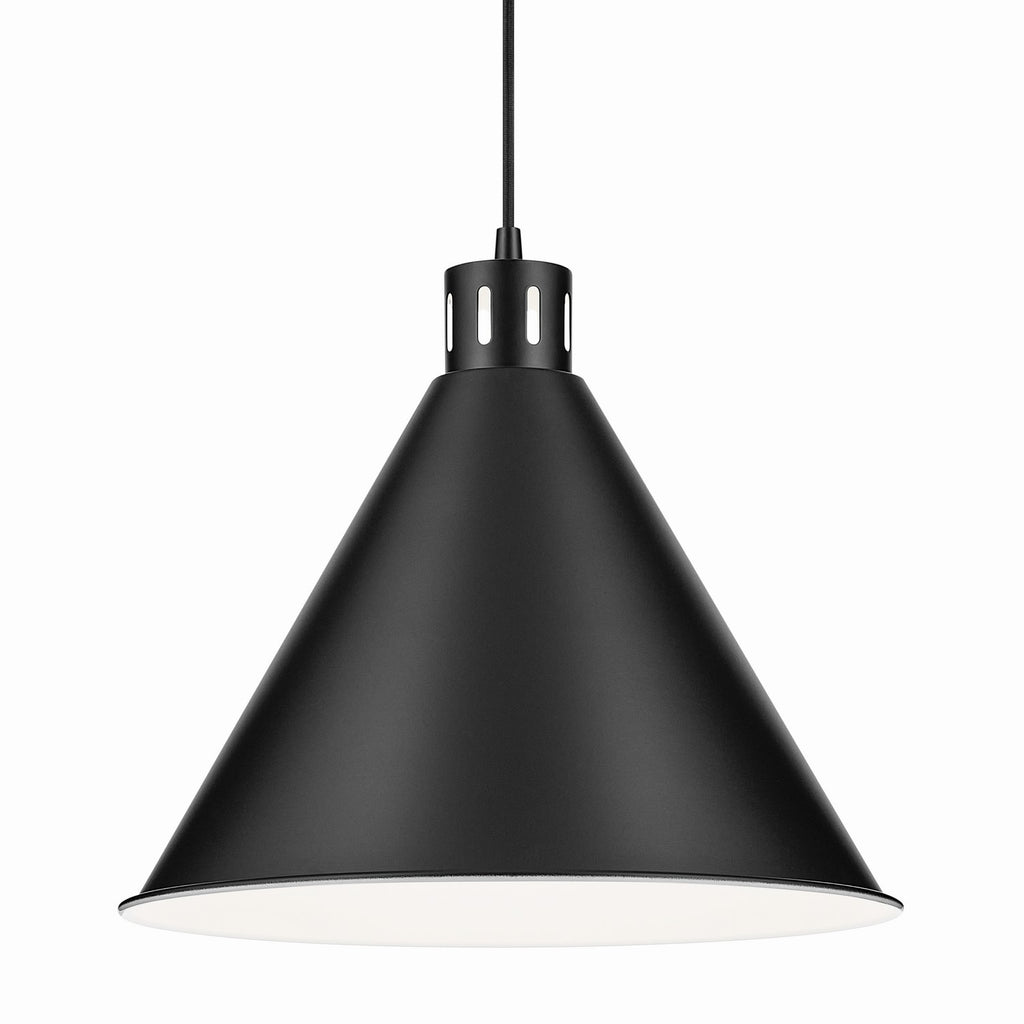 KICHLER 52177BK Zailey 14.25" 1-Light Cone Pendant In Black