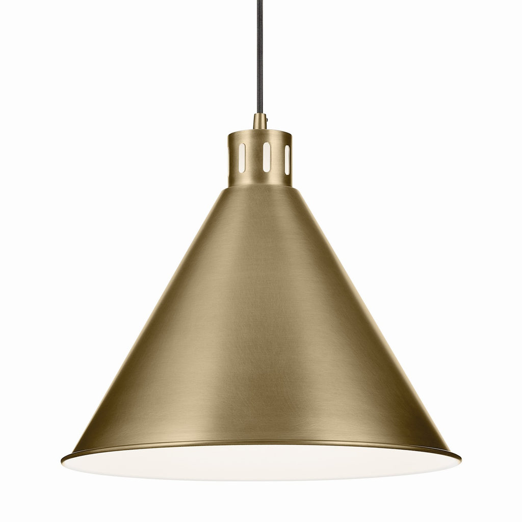 KICHLER 52177NBR Zailey 14.25" 1-Light Cone Pendant In Natural Brass