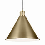 KICHLER 52177NBR Zailey 14.25" 1-Light Cone Pendant In Natural Brass