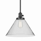 KICHLER 43905BK Avery 11.75" 1-Light Cone Pendant With Clear Seeded Glass In Black