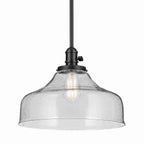 KICHLER 43906BK Avery 11.25" 1-Light Bell Pendant With Clear Seeded Glass In Black