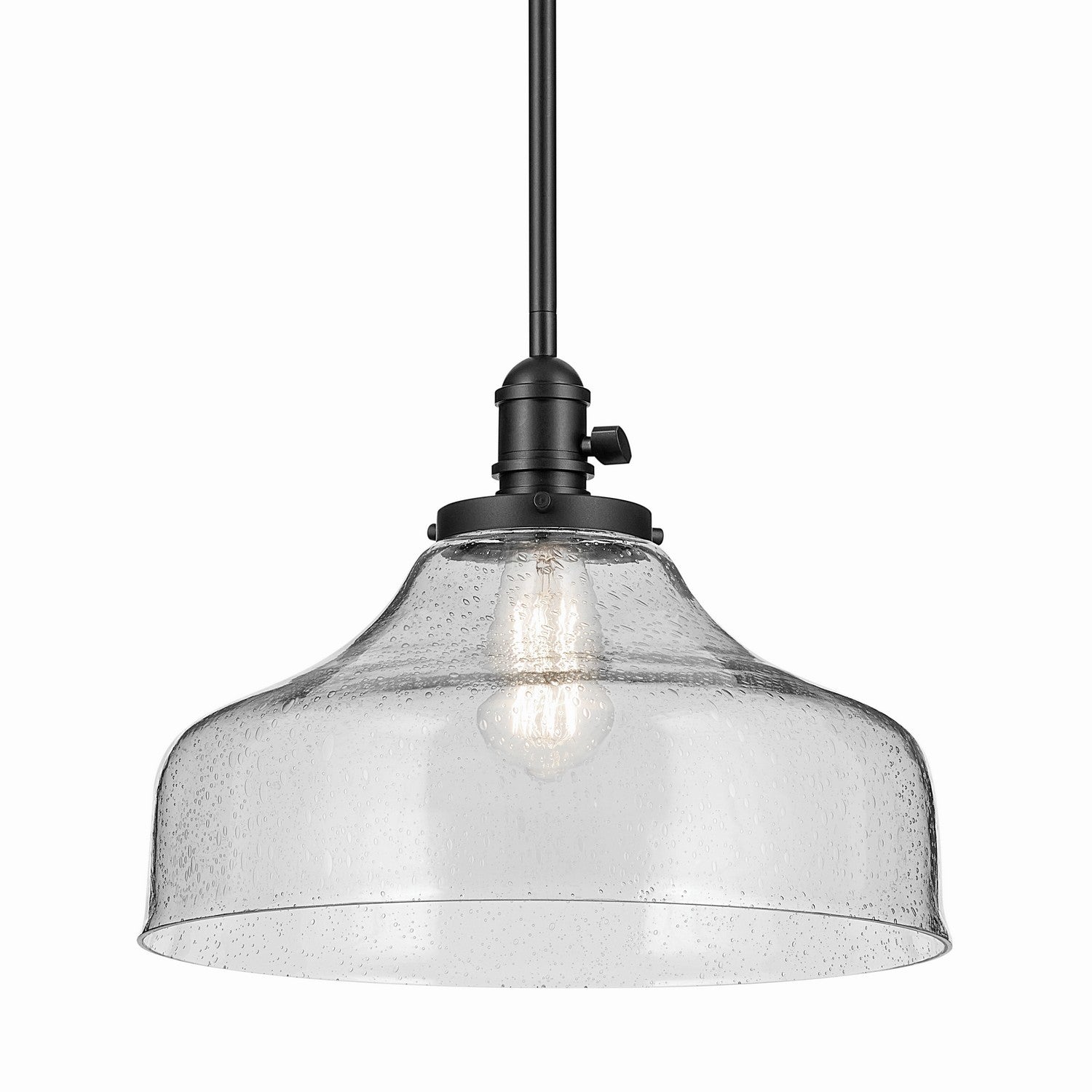 KICHLER 43906BK Avery 11.25" 1-Light Bell Pendant With Clear Seeded Glass In Black