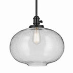 KICHLER 43911BK Avery 14" 1-Light Globe Pendant With Clear Seeded Glass In Black