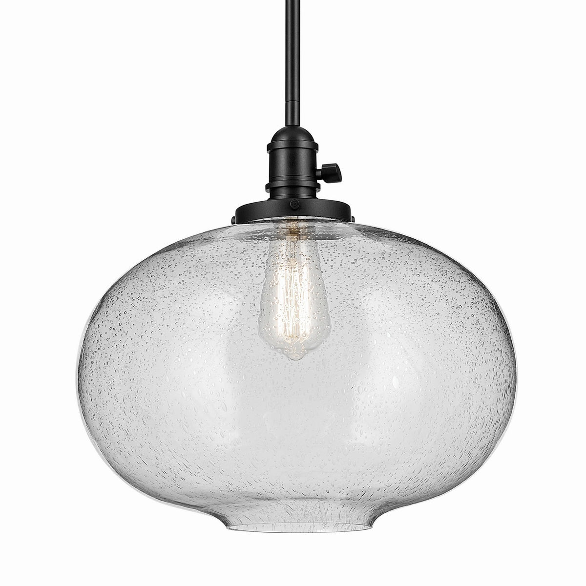 KICHLER 43911BK Avery 14" 1-Light Globe Pendant With Clear Seeded Glass In Black