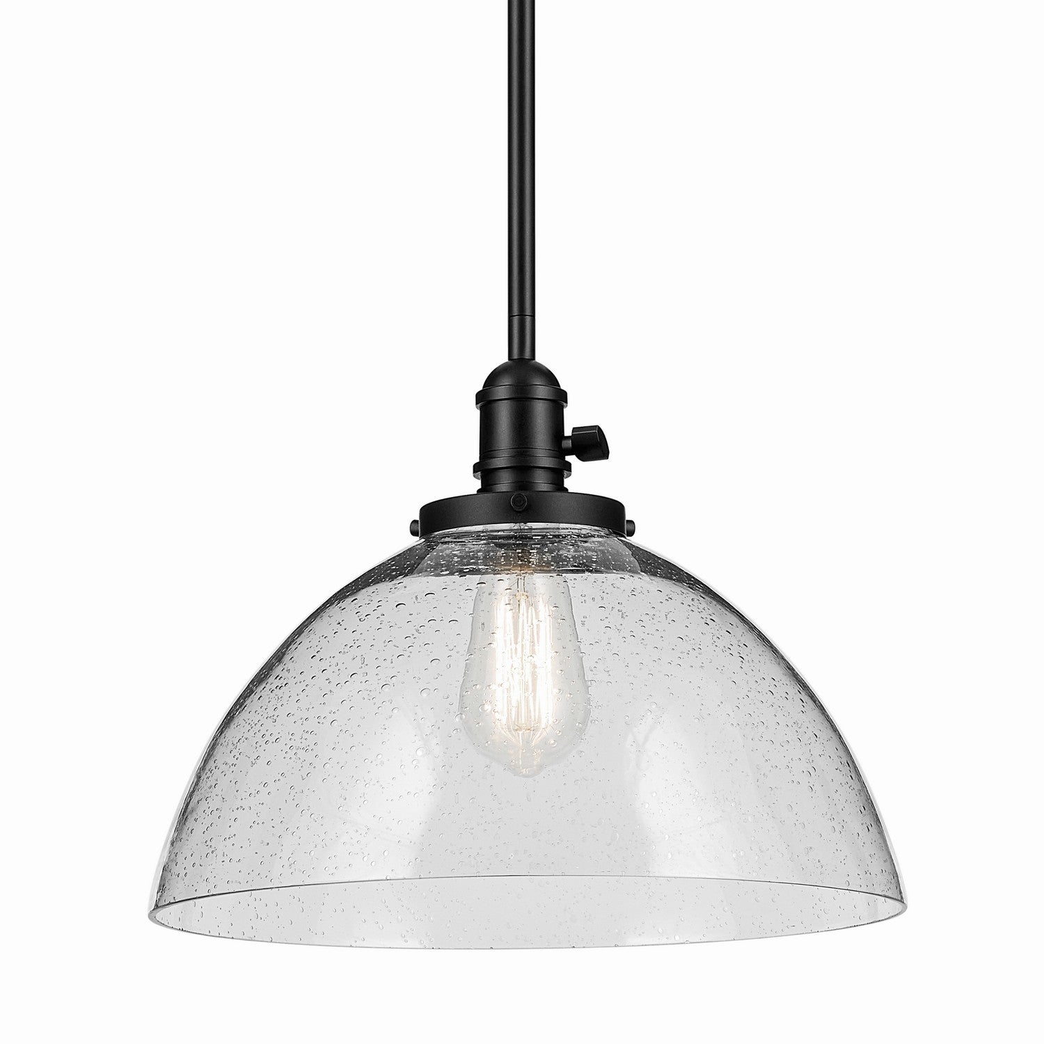 KICHLER 43912BK Avery 11" 1-Light Dome Pendant With Clear Seeded Glass In Black