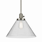 KICHLER 43905NI Avery 11.75" 1-Light Cone Pendant With Clear Seeded Glass In Nickel