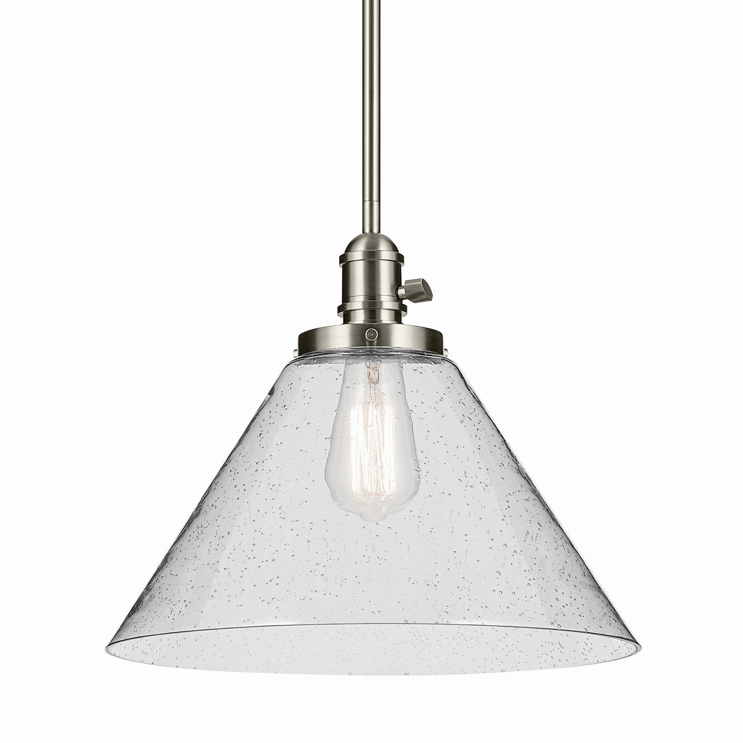 KICHLER 43905NI Avery 11.75" 1-Light Cone Pendant With Clear Seeded Glass In Nickel