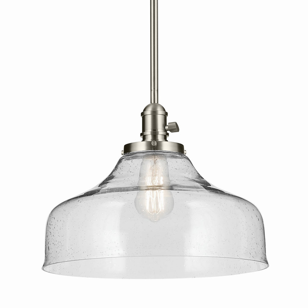 KICHLER 43906NI Avery 11.25" 1-Light Bell Pendant With Clear Seeded Glass In Nickel