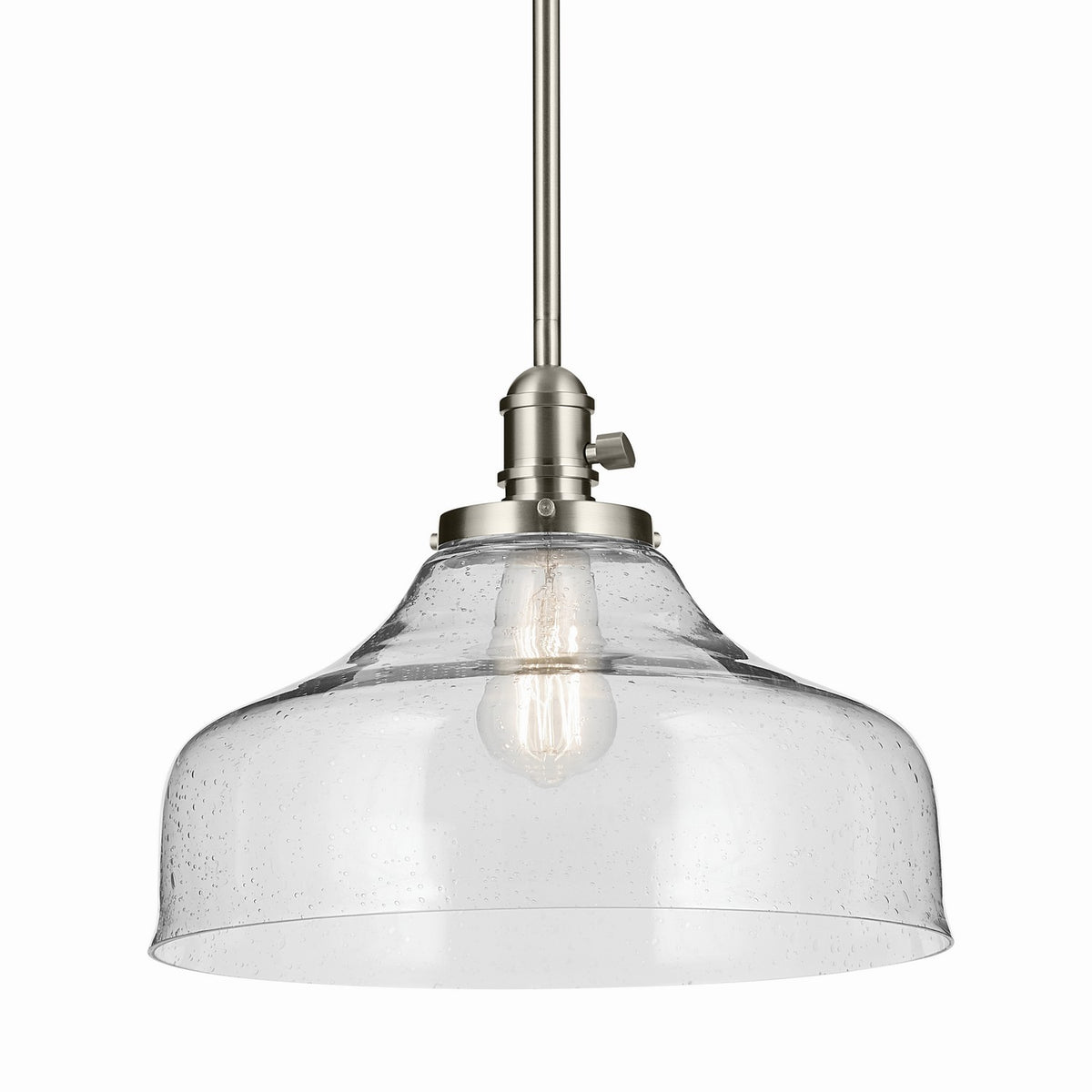 KICHLER 43906NI Avery 11.25" 1-Light Bell Pendant With Clear Seeded Glass In Nickel