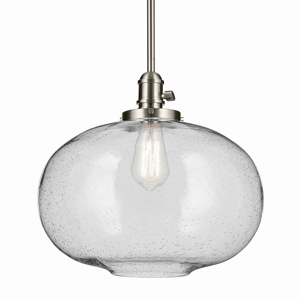 KICHLER 43911NI Avery 14" 1-Light Globe Pendant With Clear Seeded Glass In Nickel