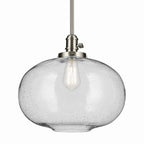 KICHLER 43911NI Avery 14" 1-Light Globe Pendant With Clear Seeded Glass In Nickel