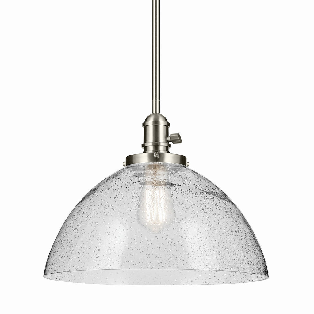 KICHLER 43912NI Avery 11" 1-Light Dome Pendant With Clear Seeded Glass In Nickel