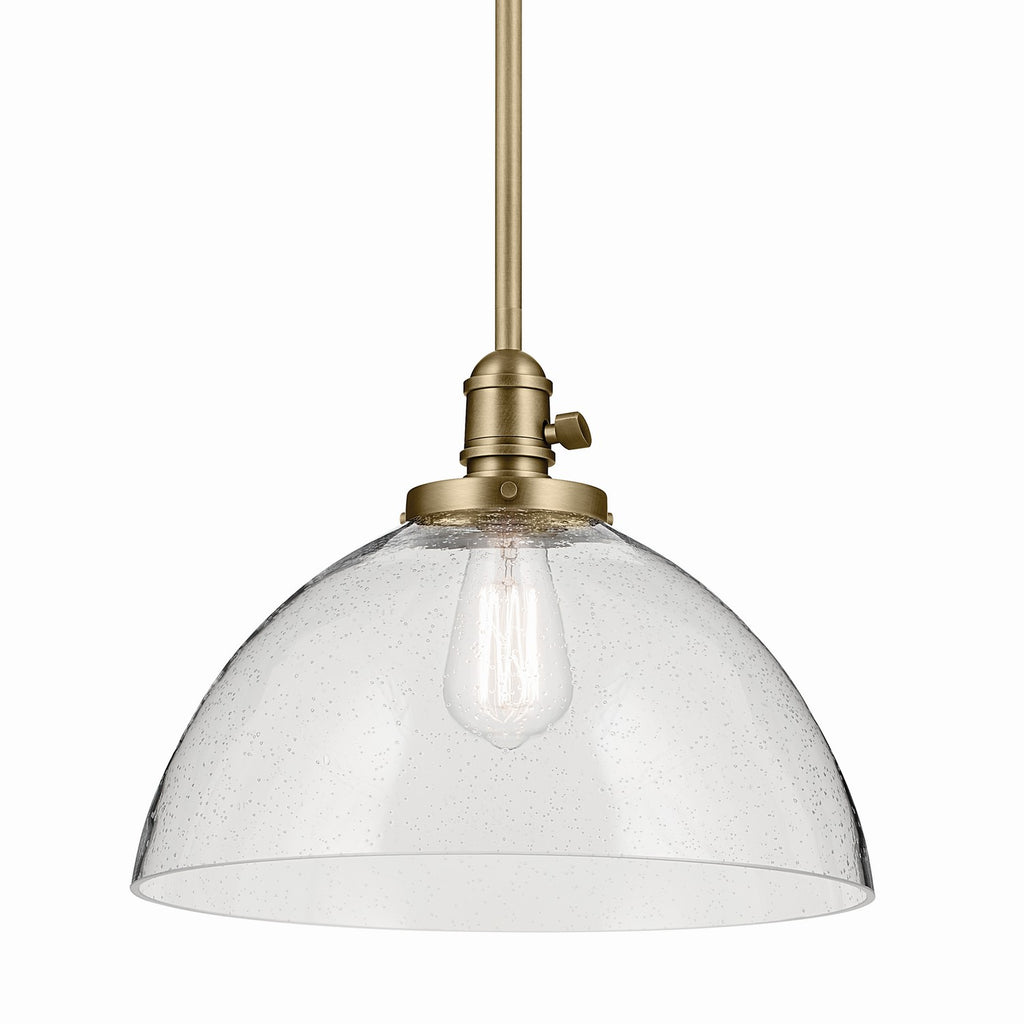 KICHLER 43912NBR Avery 11" 1-Light Dome Pendant With Clear Seeded Glass In Natural Brass