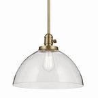 KICHLER 43912NBR Avery 11" 1-Light Dome Pendant With Clear Seeded Glass In Natural Brass