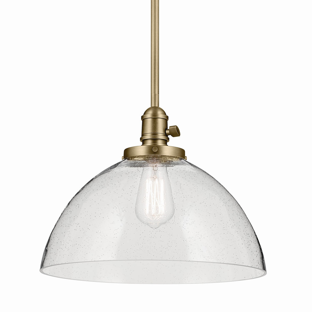 KICHLER 43912NBR Avery 11" 1-Light Dome Pendant With Clear Seeded Glass In Natural Brass