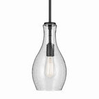 KICHLER 42456BKCS Everly 13.75" 1-Light Bell Pendant With Clear Seeded Glass In Black
