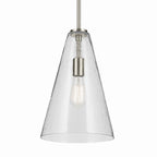KICHLER 42199NICS Everly 15.25" 1-Light Cone Pendant With Clear Seeded Glass In Brushed Nickel