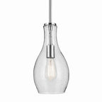 KICHLER 42456CHCS Everly 13.75" 1-Light Bell Pendant With Clear Seeded Glass In Chrome