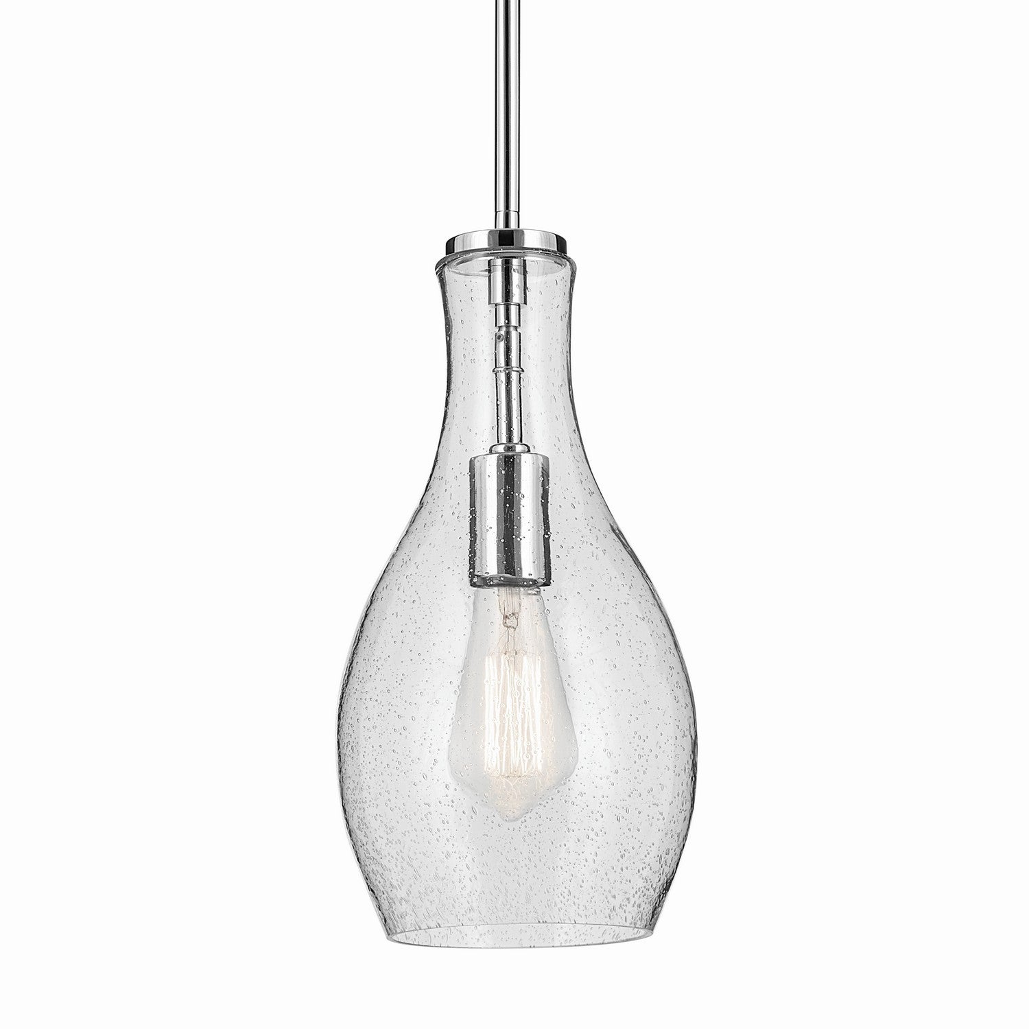 KICHLER 42456CHCS Everly 13.75" 1-Light Bell Pendant With Clear Seeded Glass In Chrome