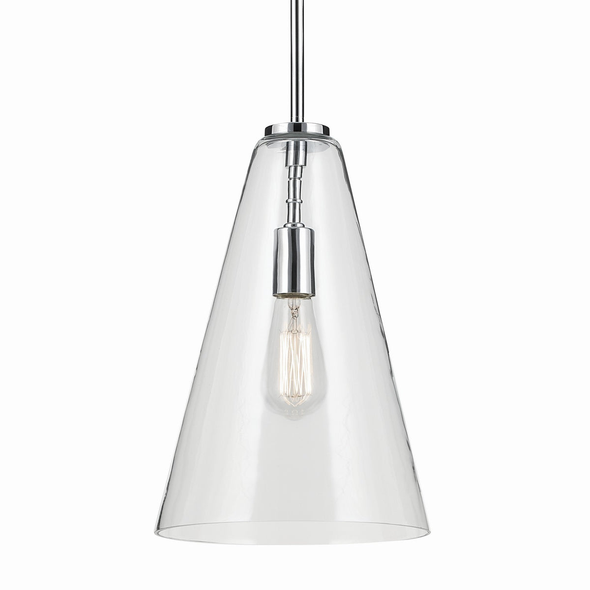 KICHLER 42199CH Everly 15.25" 1-Light Cone Pendant With Clear Glass In Chrome