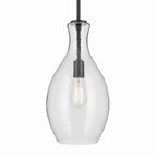 KICHLER 42047BKCS Everly 17.75" 1-Light Bell Pendant With Clear Seeded Glass In Black