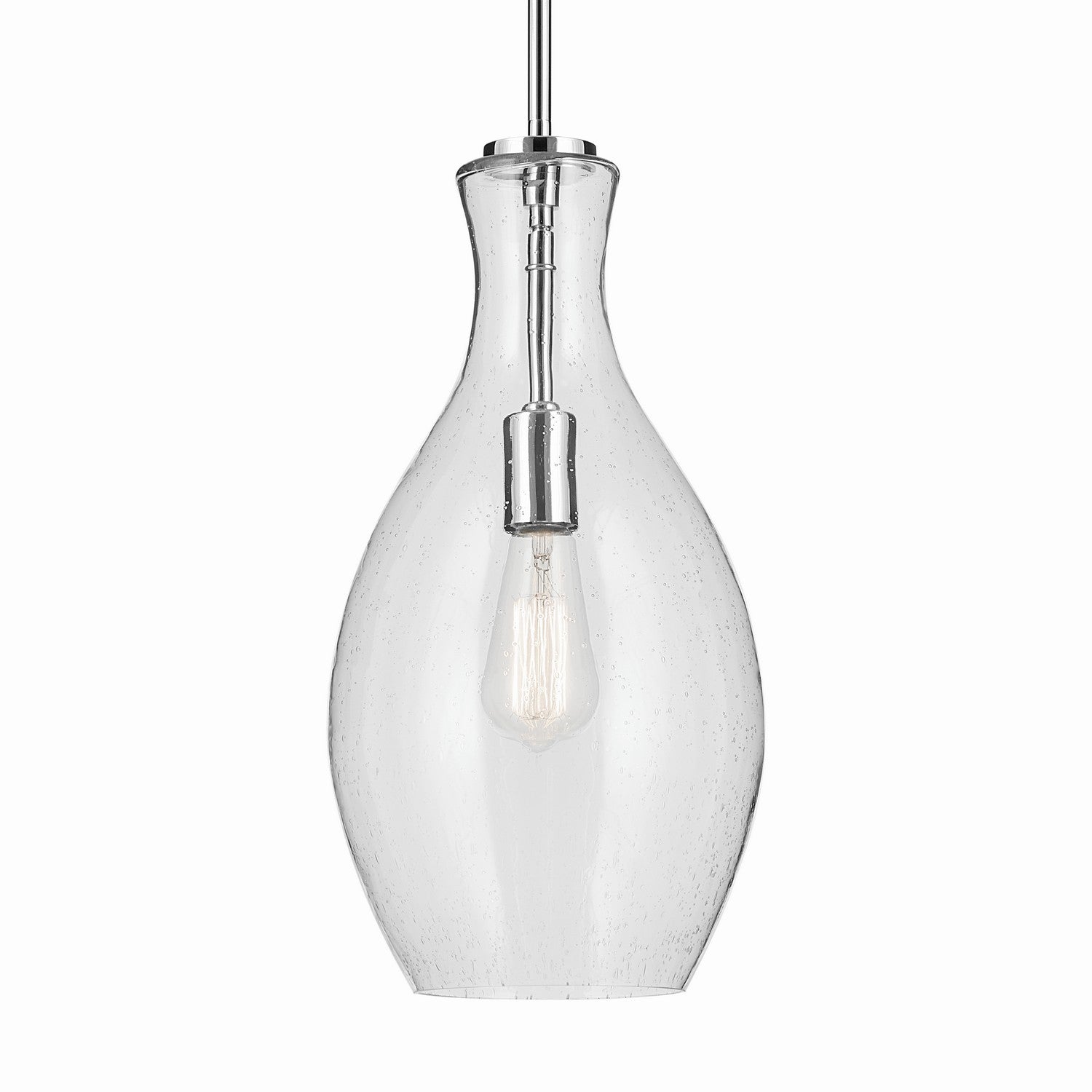 KICHLER 42047CHCS Everly 17.75" 1-Light Bell Pendant With Clear Seeded Glass In Chrome