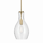 KICHLER 42456NBRCS Everly 13.75" 1-Light Bell Pendant With Clear Seeded Glass In Brushed Natural Brass