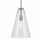 KICHLER 42199NI Everly 15.25" 1-Light Cone Pendant With Clear Glass In Brushed Nickel
