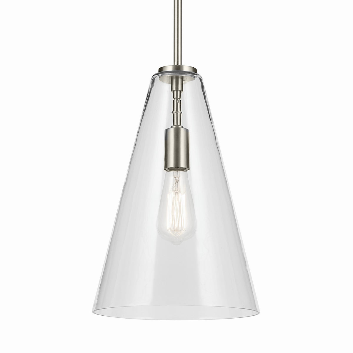 KICHLER 42199NI Everly 15.25" 1-Light Cone Pendant With Clear Glass In Brushed Nickel