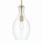 KICHLER 42047NBRCS Everly 17.75" 1-Light Bell Pendant With Clear Seeded Glass In Brushed Natural Brass
