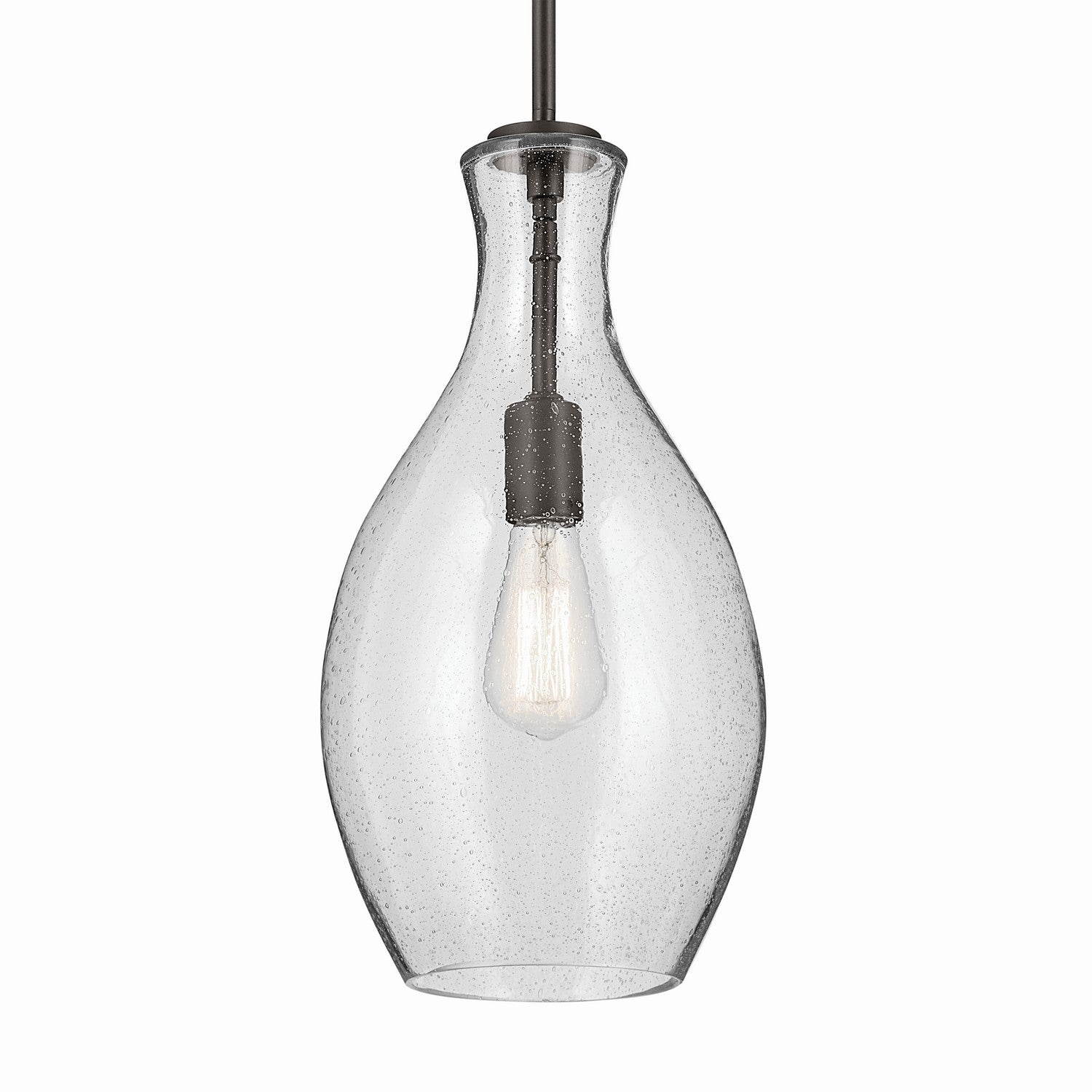 KICHLER 42047OZCS Everly 17.75" 1-Light Bell Pendant With Clear Seeded Glass In Olde Bronze