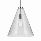 KICHLER 42200CHCS Everly 15.5" 1-Light Cone Pendant With Clear Seeded Glass In Chrome
