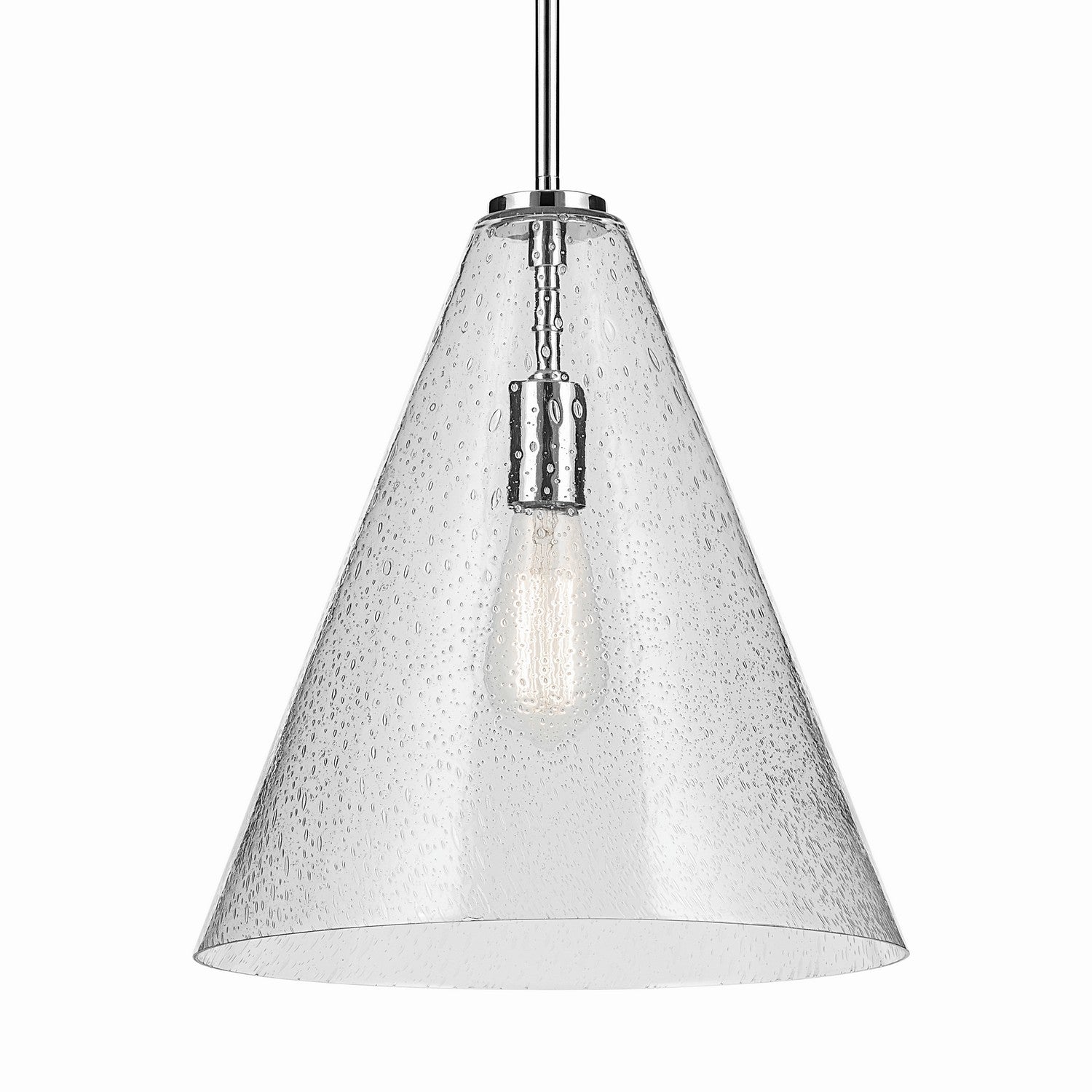 KICHLER 42200CHCS Everly 15.5" 1-Light Cone Pendant With Clear Seeded Glass In Chrome