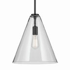 KICHLER 42200BK Everly 15.5" 1-Light Cone Pendant With Clear Glass In Black